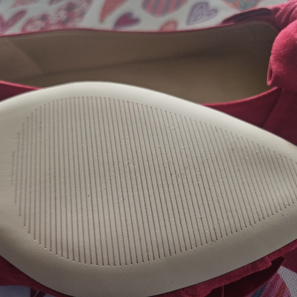 TALBOTS RED POP EDISON WRAP BOW FLATS 9.5 M NEW - Picture 4 of 7